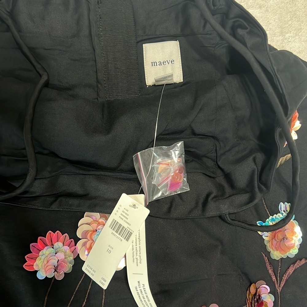 Maeve by Anthropologie 3D Floral Spaghetti Mini Dress NWT — Sz 10 - Picture 6 of 9